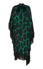 Andrew Gn Fringe-trimmed Printed Silk-blend Dress