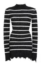 Balmain Long-sleeve Stripe Crochet-knit Dress