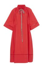 Lee Mathews Miller Cotton Poplin Dress With Side Gathers