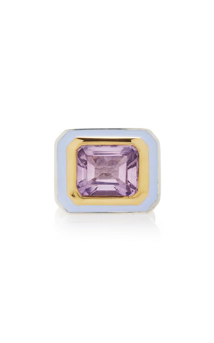 Alice Cicolini Silver Tile Emerald-cut Amethyst Ring