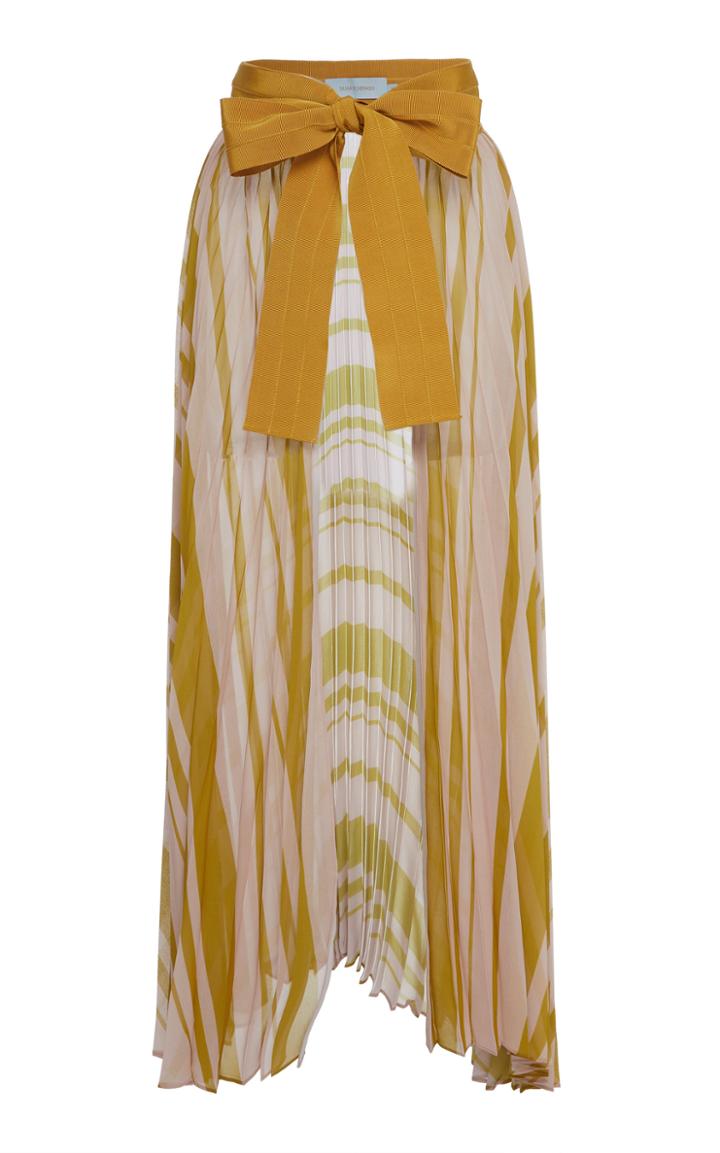 Silvia Tcherassi Striped Blanche Silk Midi Skirt