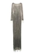 Alberta Ferretti Tulle Fringe Gown