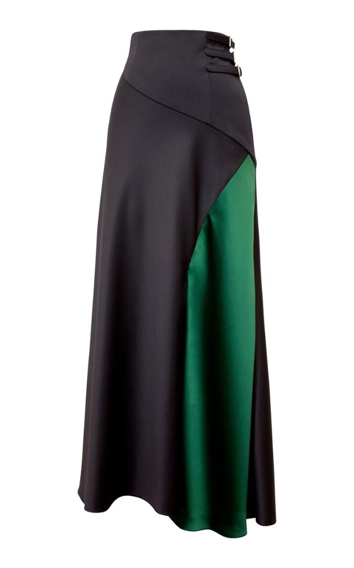 Alejandra Alonso Rojas Buckled Waistband Wool Flared Skirt