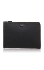 Prada Black Leather Large Zip Pouch