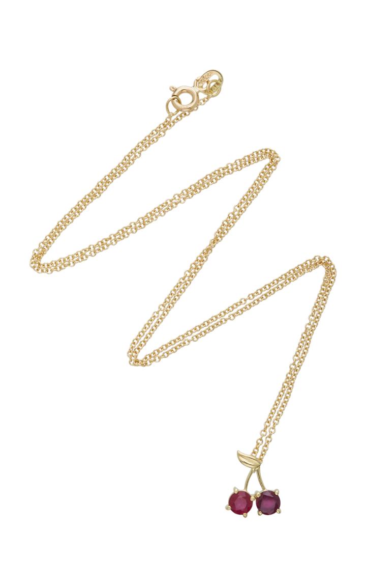 Established Cherry Charm 18k Gold Ruby Necklace