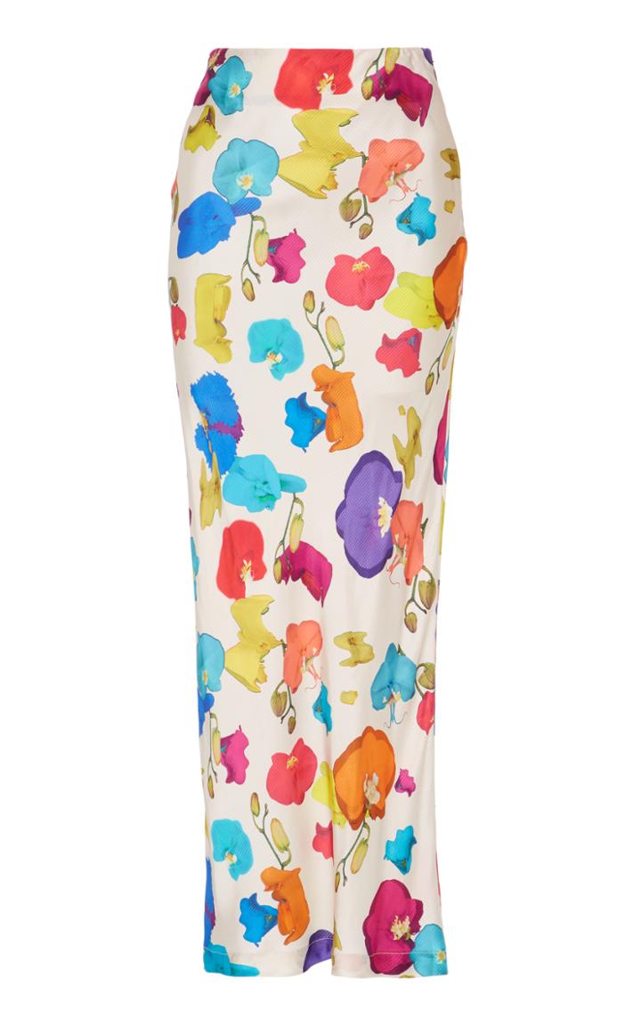 Jonathan Cohen Abstract Orchid Silk Skirt