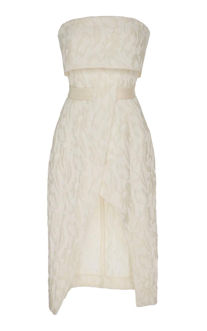 Alexis Isotta Floral Jacquard Strapless Wrap-effect Dress Size: Xs