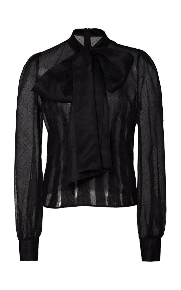 Brock Collection Panter Sheer Organza-trimmed Tulle Top