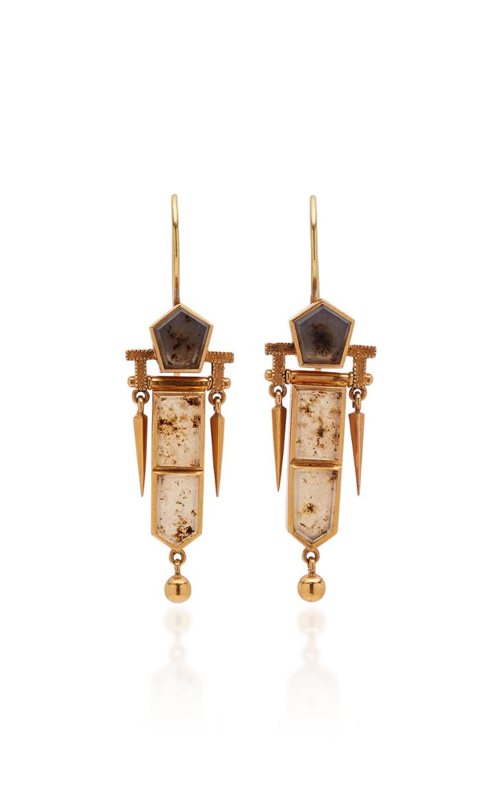 Keyamour Victorian 14k Gold Agate Earrings