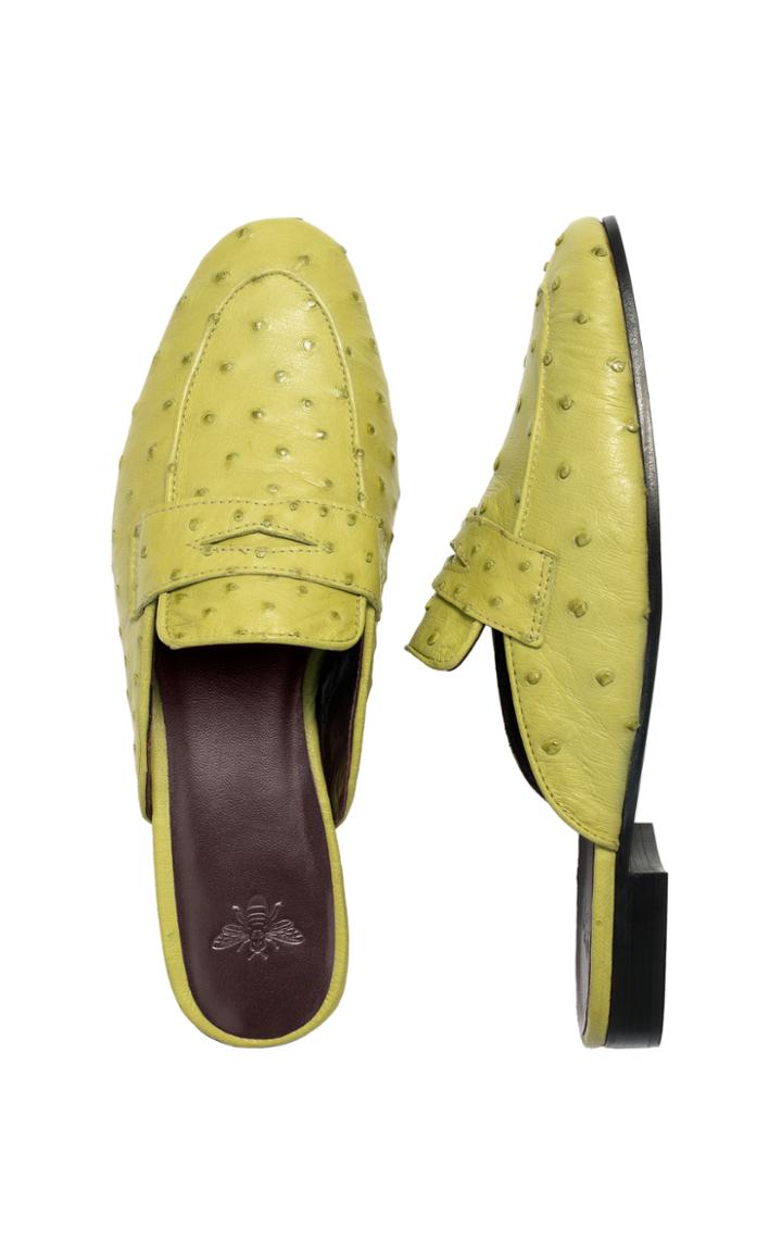 Bougeotte Chartreuse Ostrich Slipper
