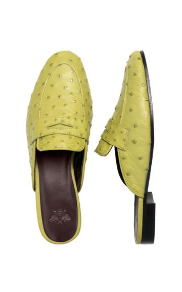 Bougeotte Chartreuse Ostrich Slipper