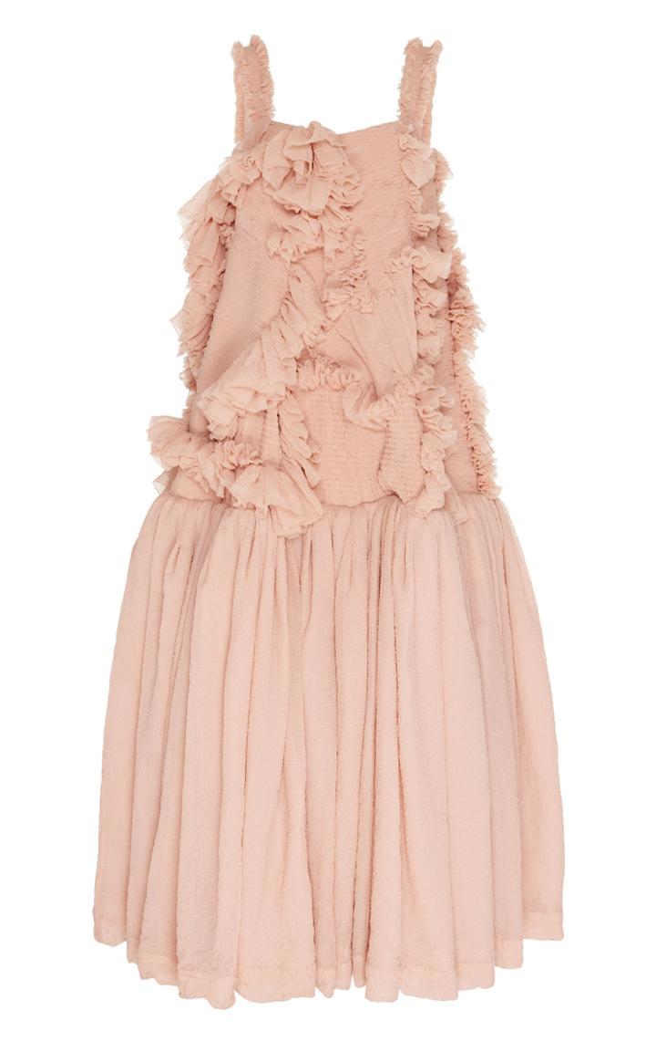 Moda Operandi Caroline Hu Ruffled-embellished Smocked Chiffon Maxi Dress Size: S