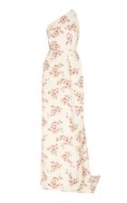 Markarian Dido One-shoulder Floral Brocade Gown