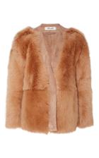 Diane Von Furstenberg Long Sleeve Cropped Fur Jacket