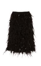 Libertine Black Feathers And Beads Pencil Skirt