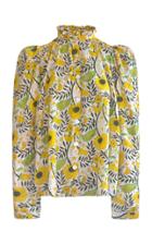 Moda Operandi Alix Of Bohemia Annabel Puff-sleeve Sunflower-printed Cotton Top