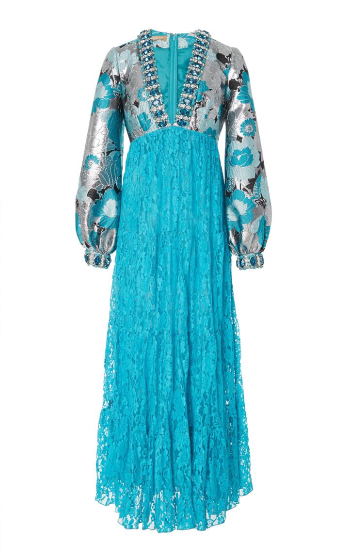 Michael Kors Collection Embroidered Dcolletage Lace Dress