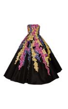 Oscar De La Renta Strapless Tea Length Gown With Embellishment