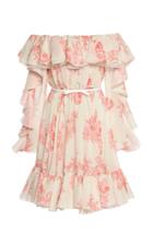 Giambattista Valli Ruffled Floral Off-the-shoulder Silk Dress