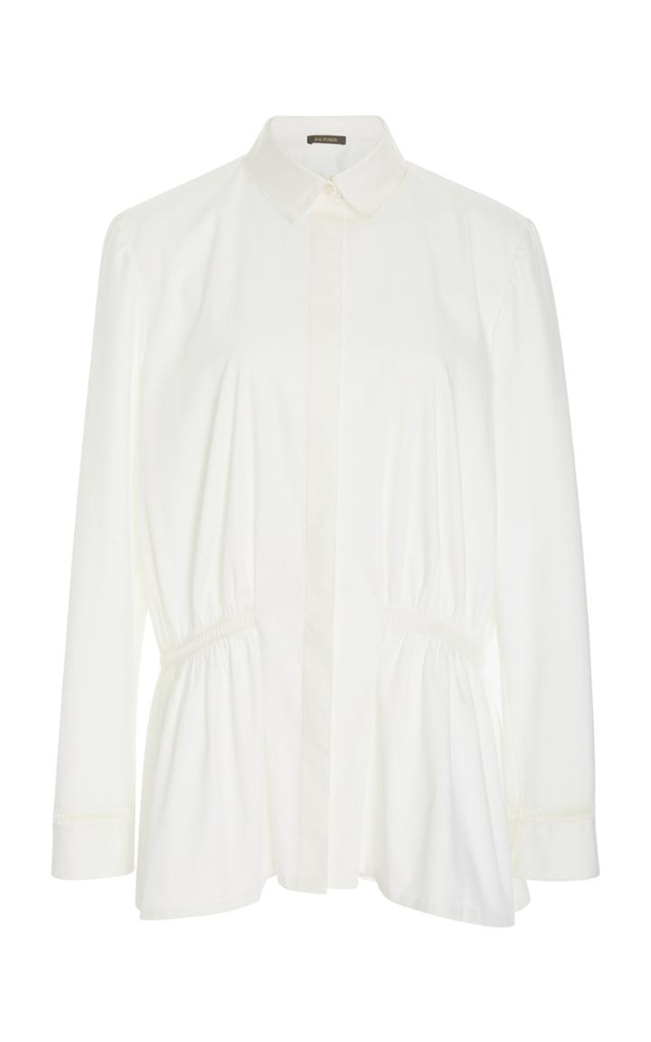 Zac Posen Stretch Cotton Poplin Button-up Top