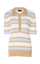 Moda Operandi Lee Mathews Striped Ribbed-knit Polo Shirt Size: S