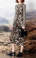 Paco Rabanne Sequin Scoop Neck Midi Dress