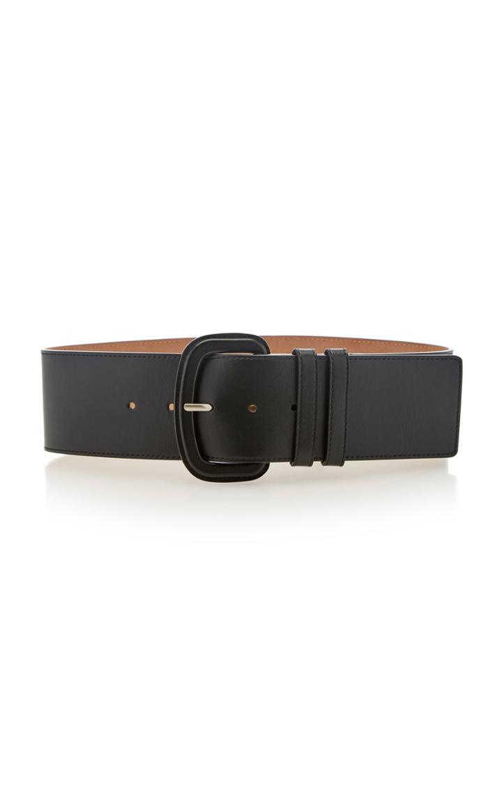 Michael Kors Collection Wide Keeper Leather Covered Buckle Belt
