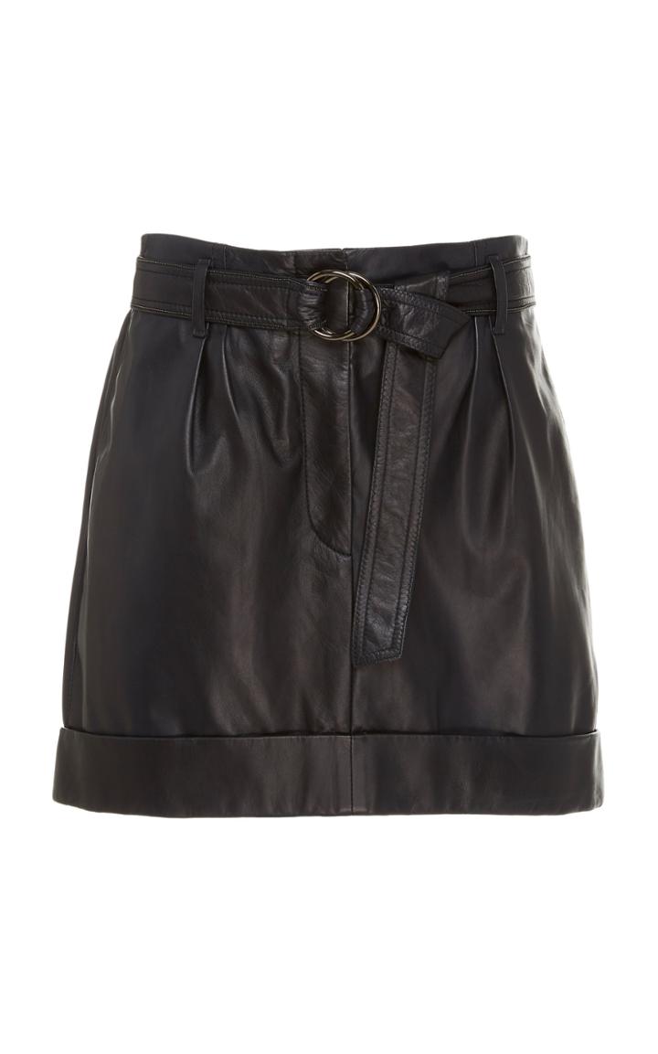 Brunello Cucinelli Belted Leather Mini Skirt