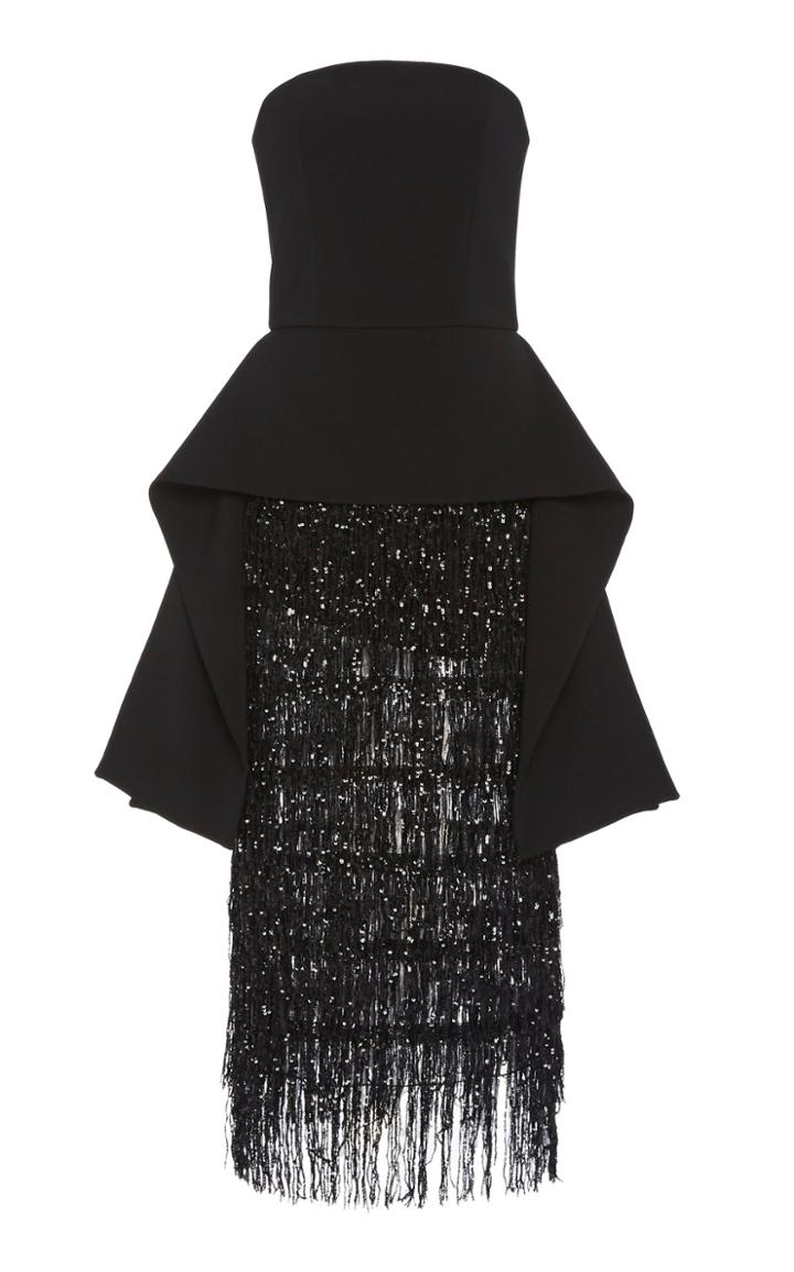 Christian Siriano Sequined Strapless Peplum Jersey Dress