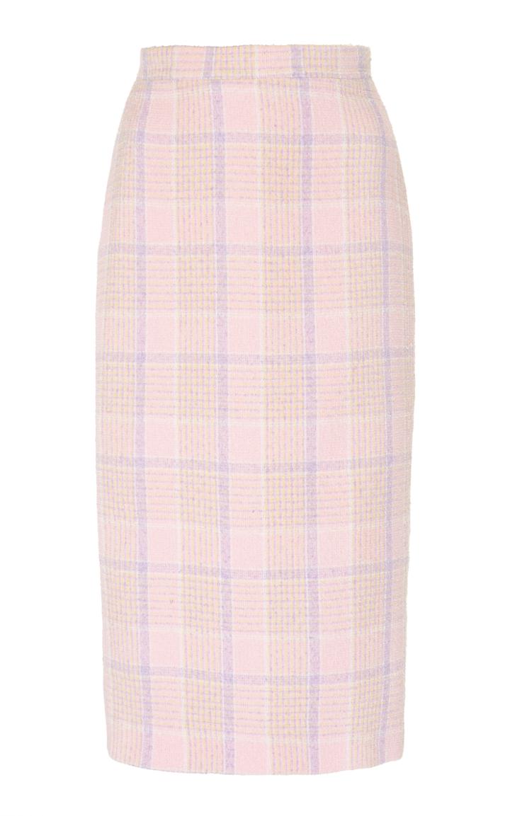 Alessandra Rich Tartan Tweed Pencil Skirt