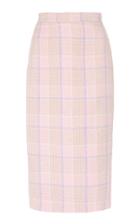 Alessandra Rich Tartan Tweed Pencil Skirt