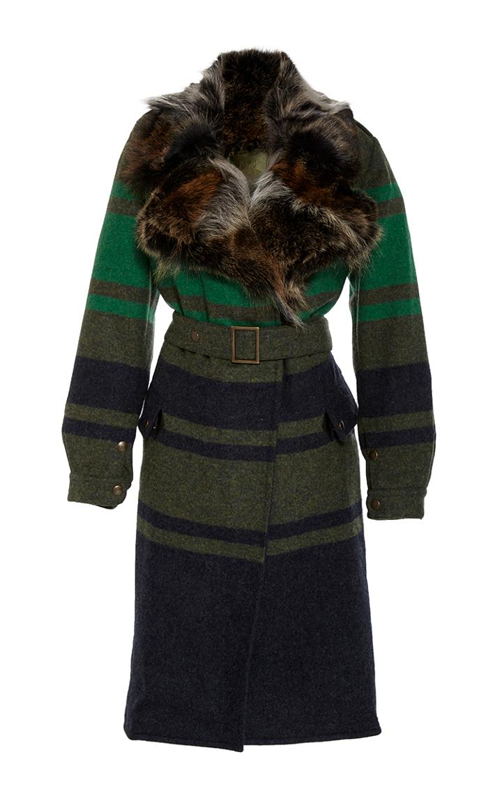 Mr & Mrs Italy Military Wool Patch Coyote Trench Coat