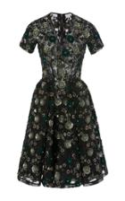Zac Posen Hand Embroidered Short Sleeve Dress