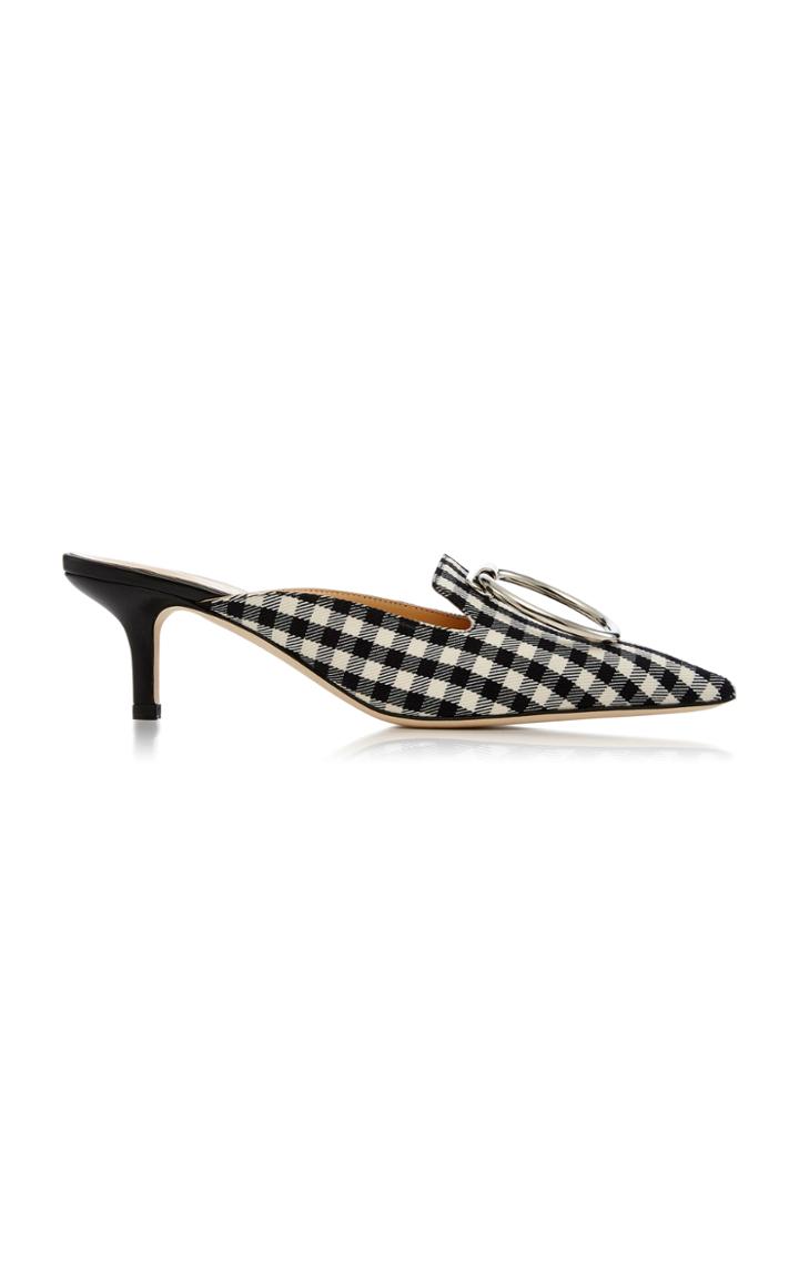 Monse Gingham Plaid Kitten Mule