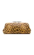 Little Liffner Oyster Leopard Embossed Leather Clutch