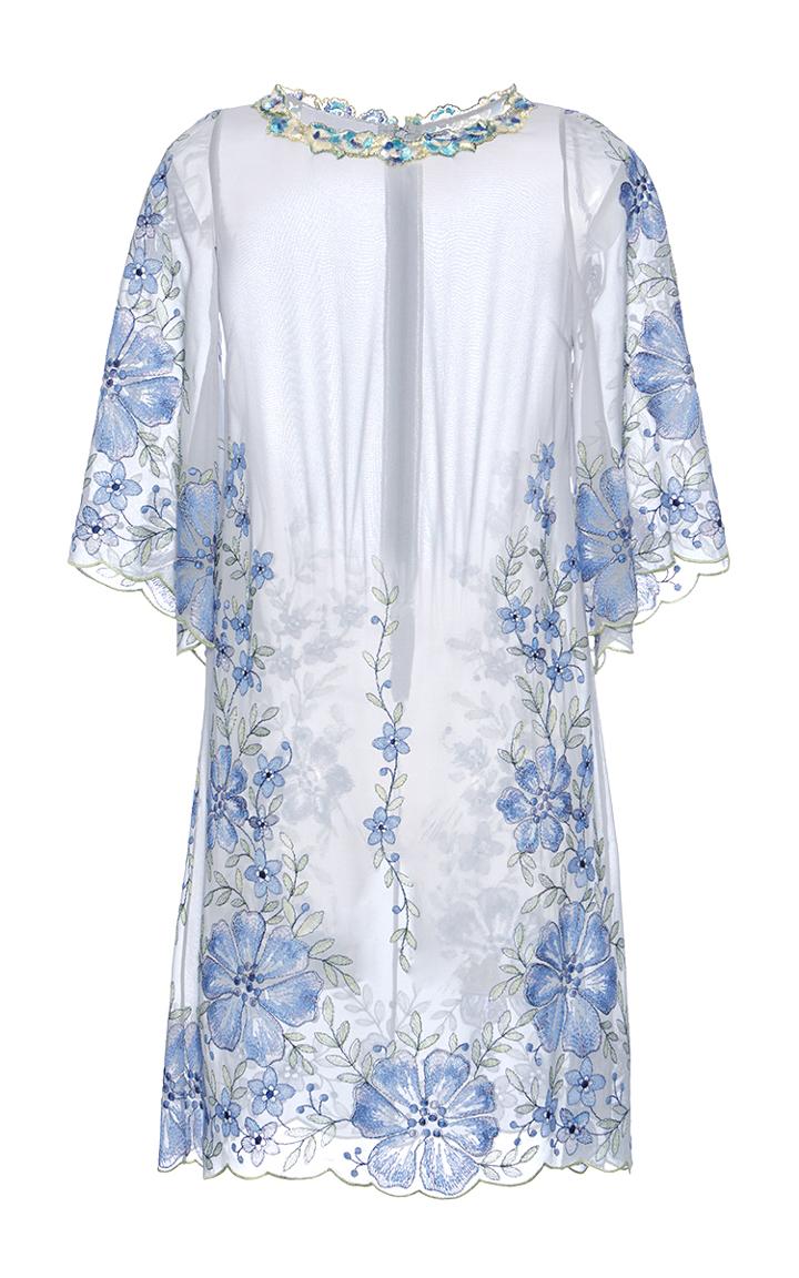 Luisa Beccaria Georgette Embroidered Mini Dress