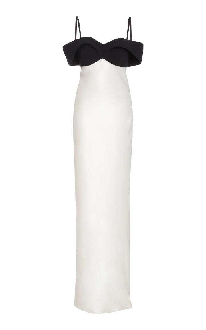 Brandon Maxwell Off-the-shoulder Two-tone Silk-blend Gown