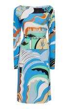 Emilio Pucci Printed Belted Satin Dress