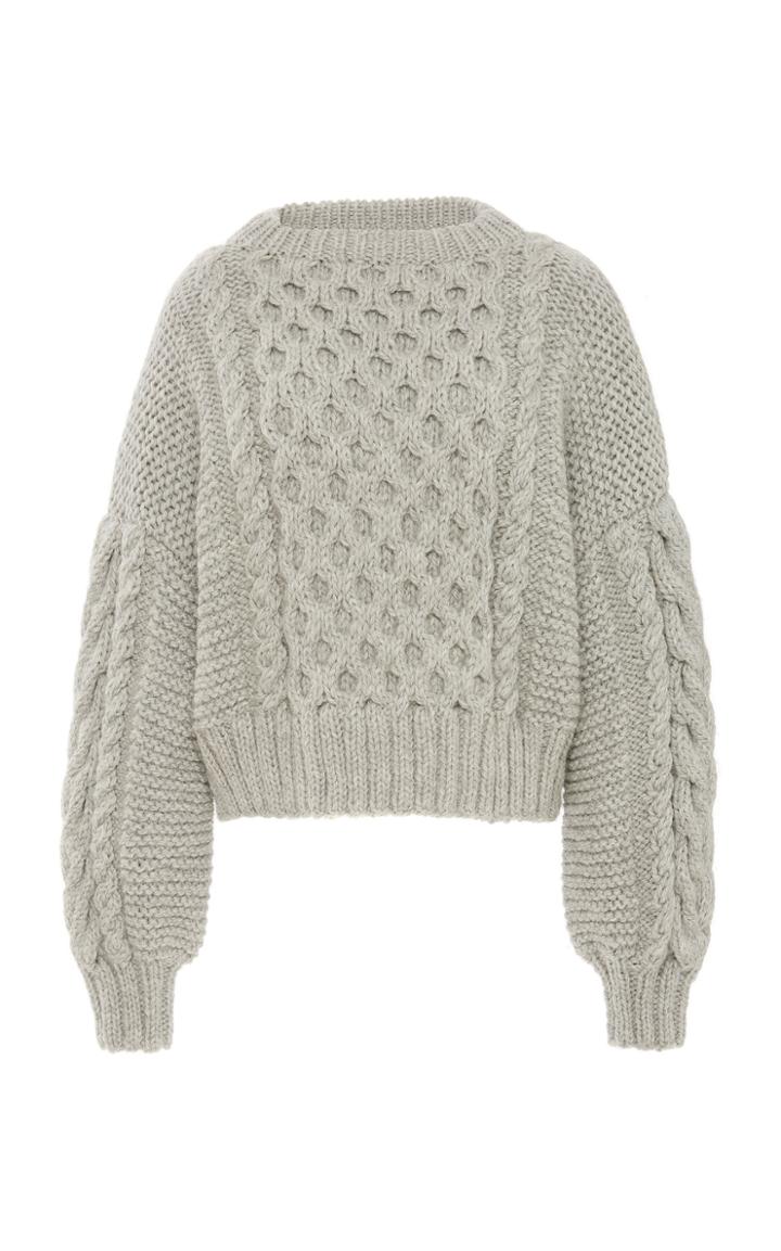 I Love Mr. Mittens Aran Cropped Wool Cable-knit Sweater