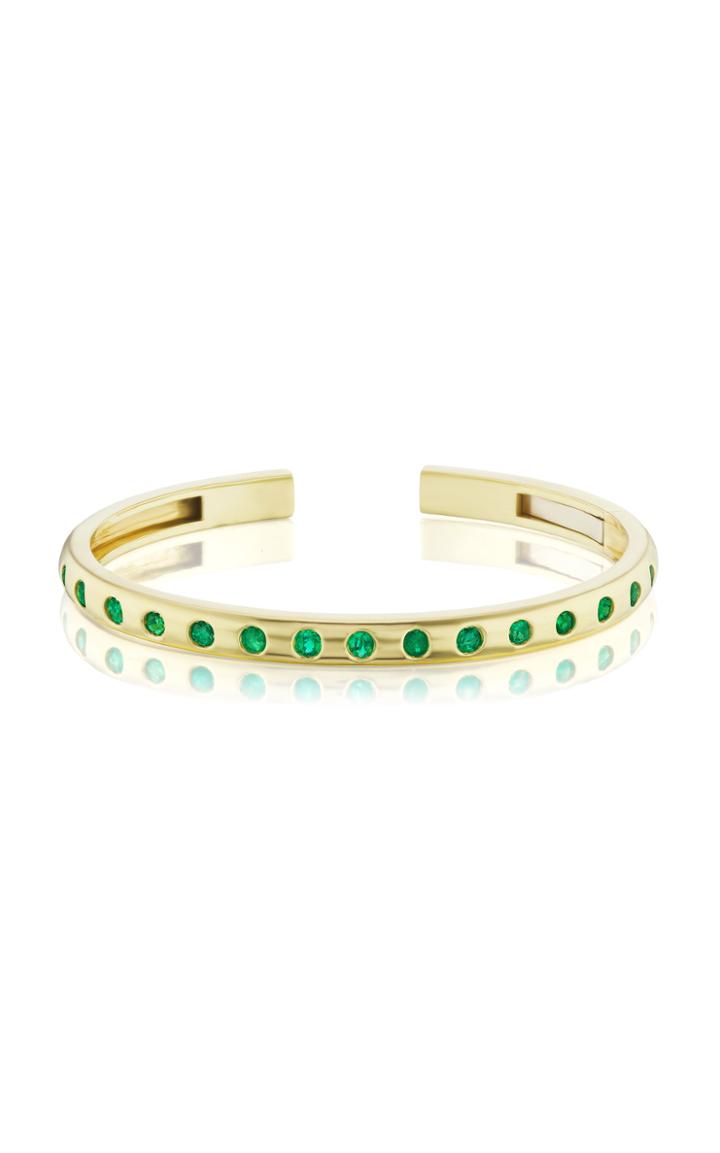 Moda Operandi Jenna Blake 18k Yellow Gold Emerald Polka Dot Bangle