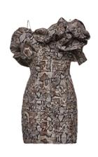 Moda Operandi Magda Butrym Ruffle-trim Snake-print Silk Dress