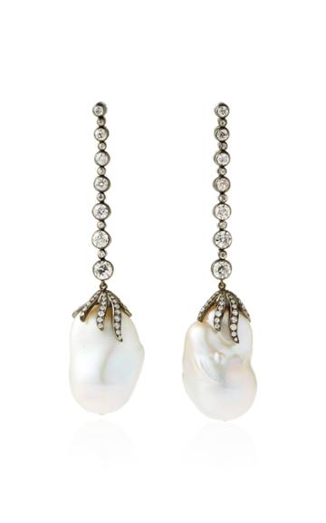 Mindi Mond Freshwater Pearl And Diamond Earrings