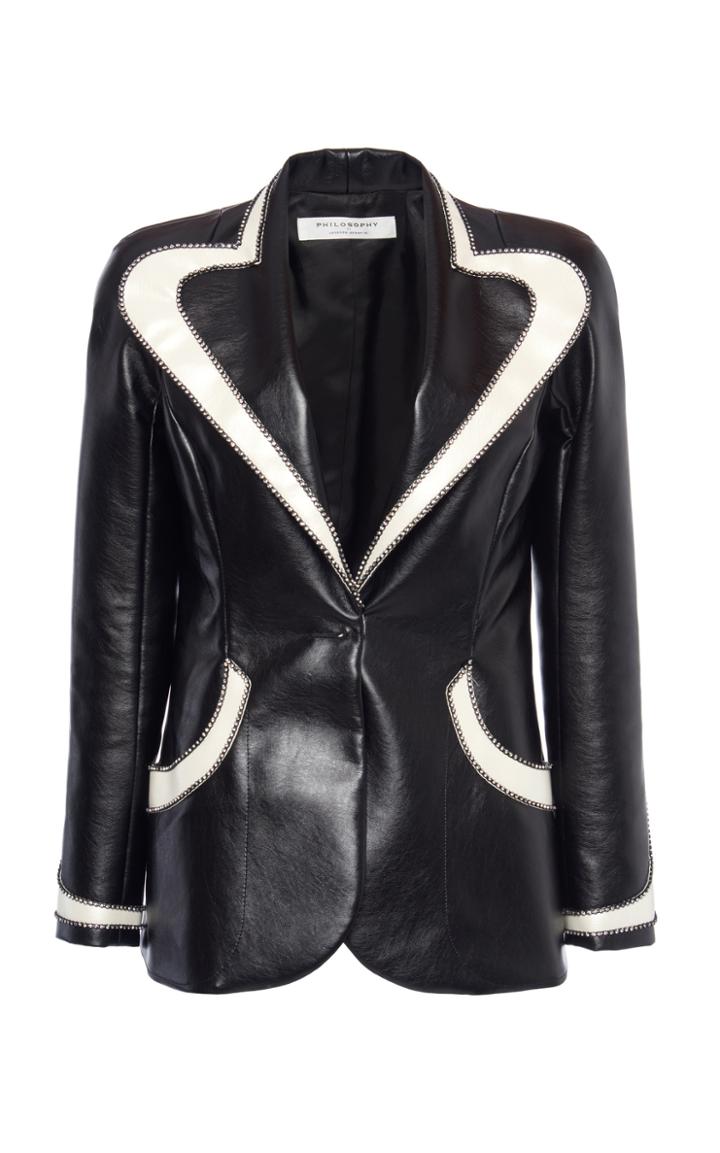 Moda Operandi Philosophy Di Lorenzo Serafini Two-tone Vegan Leather Blazer