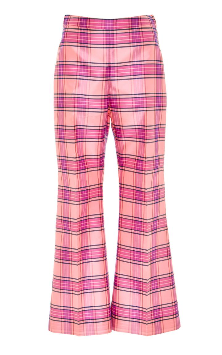 Christian Siriano Pink Plaid Cropped Trouser