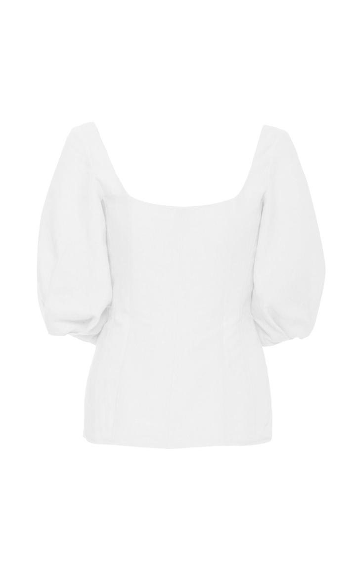 Gabriela Hearst Hyades Puff-sleeve Corset Linen Top