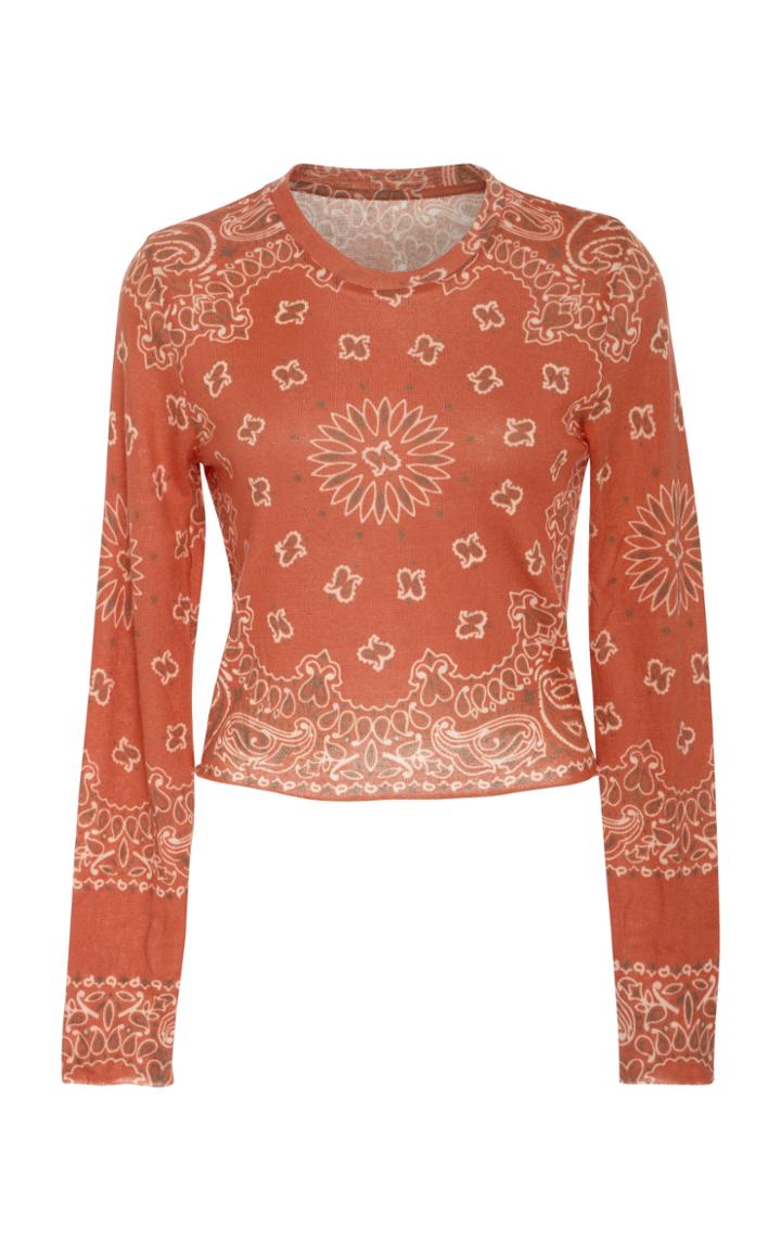 The Elder Statesman Paisley Print Cashmere T-shirt