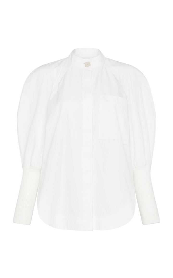 Moda Operandi Aje Chaise Puff-sleeve Cotton Poplin Shirt