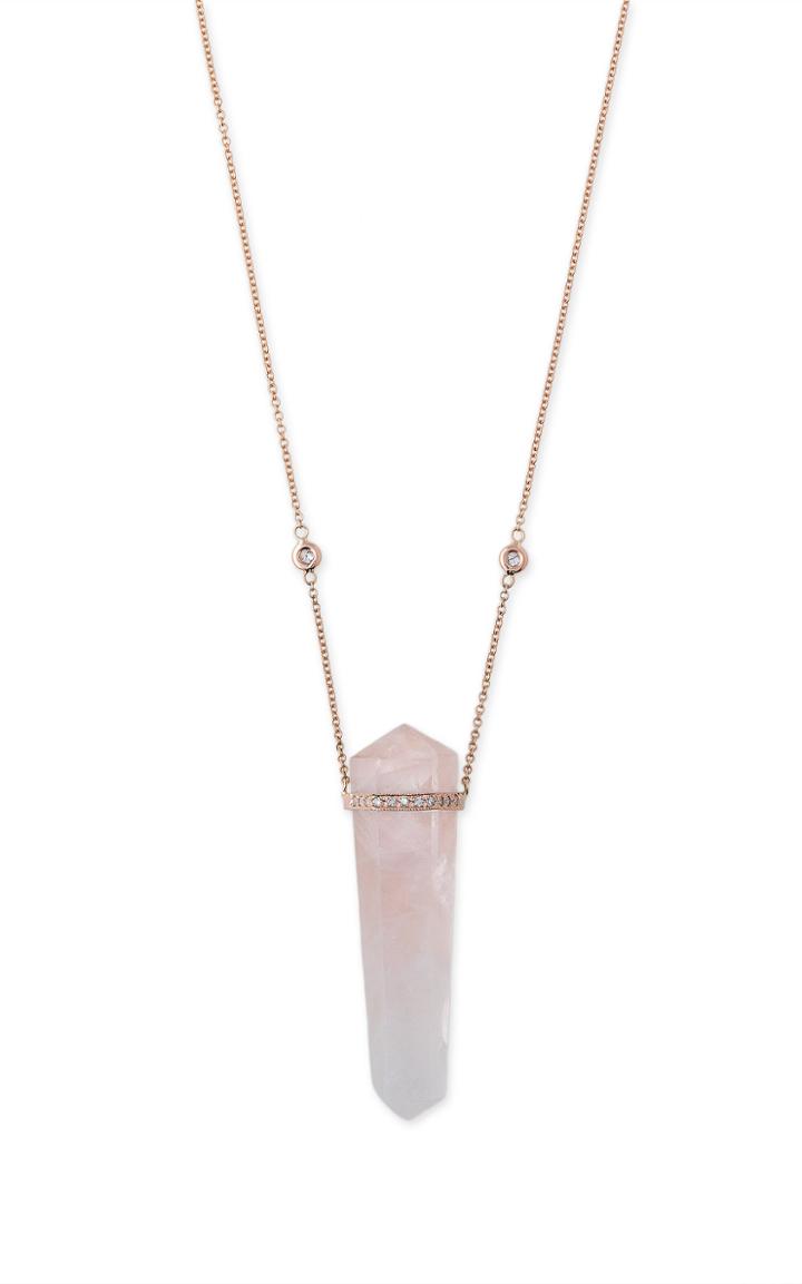 Moda Operandi Jacquie Aiche Pave Rose Quartz Double Point Crystal Necklace