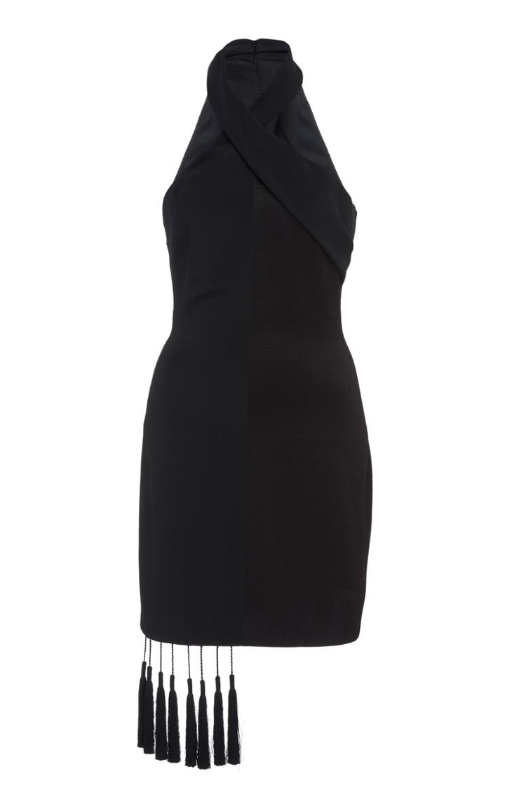 Cushnie Paneled Tassel-embellished Crepe Mini Dress