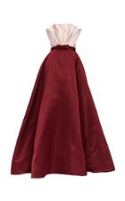 Elizabeth Kennedy Two-tone Satin Ballgown With Pleated Bodice And Bow